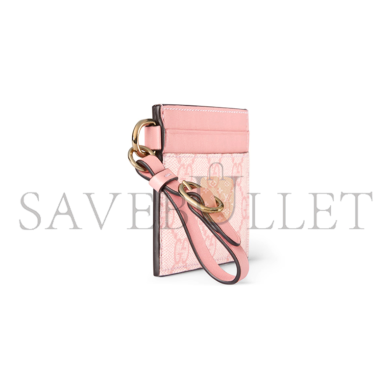 GUCCI GG EMBLEM CARD CASE WITH STRAP 819121 (10*7cm)